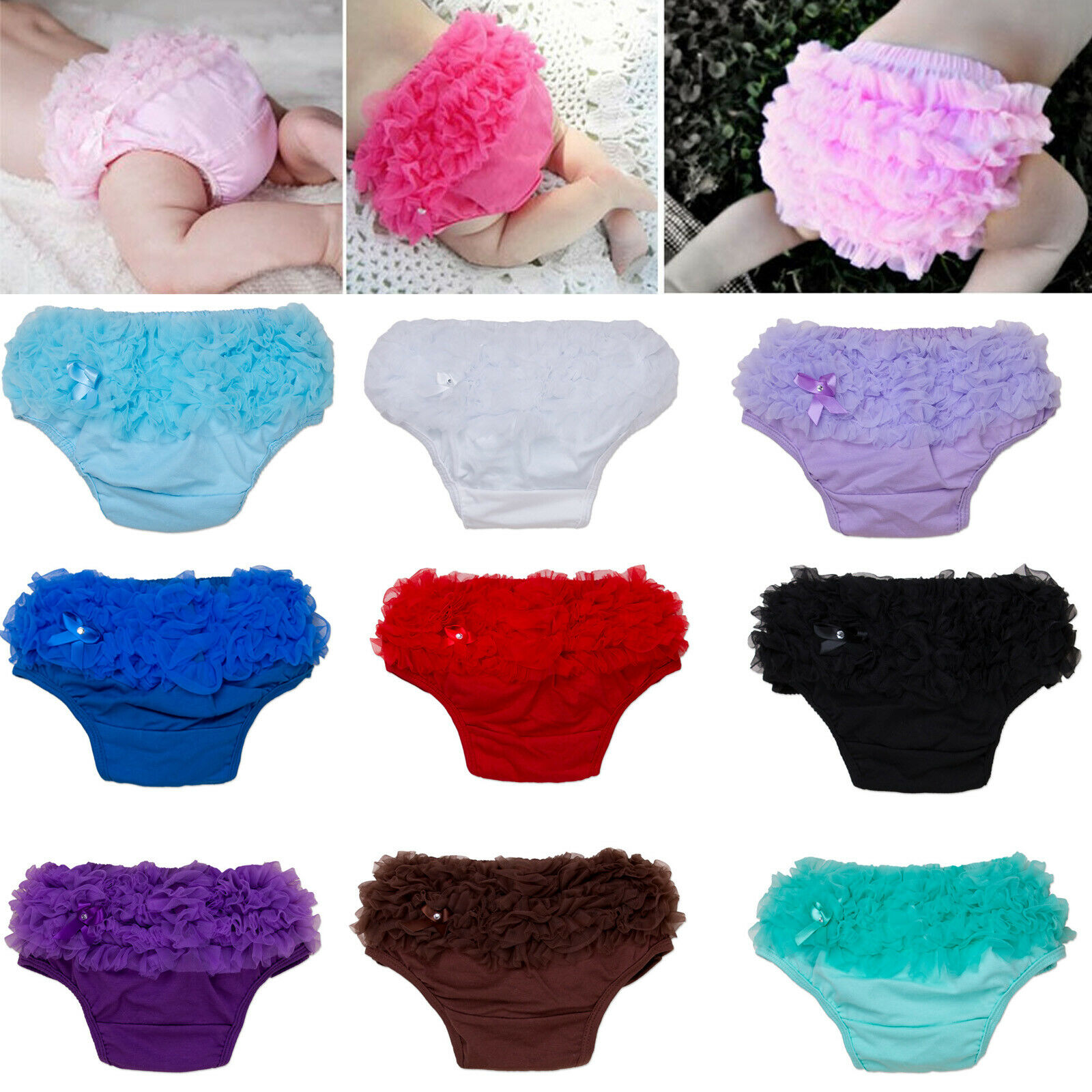 Baby Girls Frilly Bloomers Cotton Nappy Cover Knickers Pants
